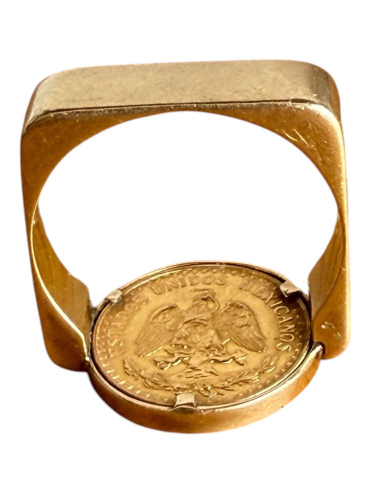 22k/14k Gold Peso Coin Modernist Ring