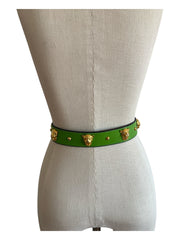 Leopard Green Leather Belt
