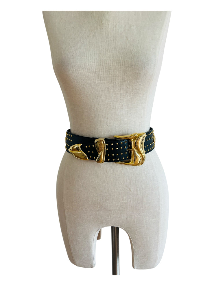 Statement Black Gold Leather Belt