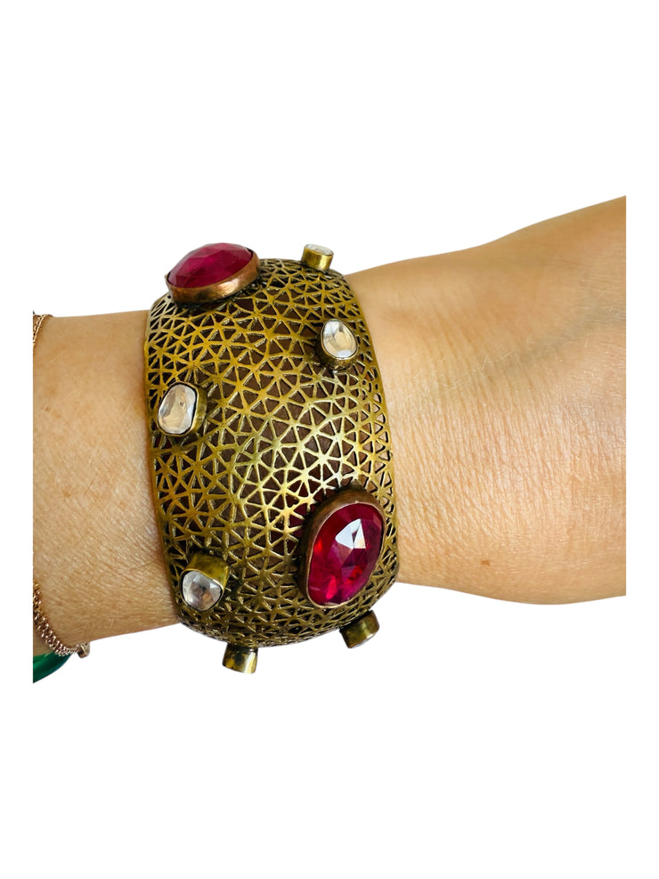 Byzantine Revival Sapphire Cuff Bracelet