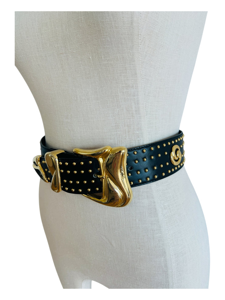 Statement Black Gold Leather Belt