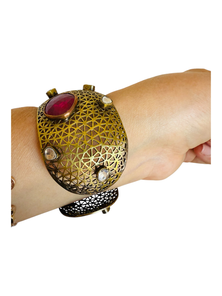 Byzantine Revival Sapphire Cuff Bracelet