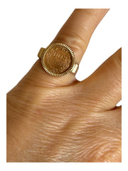22k/14k Gold Peso Coin Modernist Ring