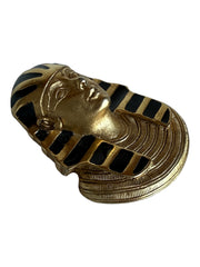 Egyptian Revival Pharaoh Gold Black Enamel Pendant Brooch