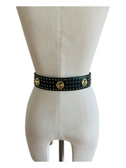 Statement Black Gold Leather Belt