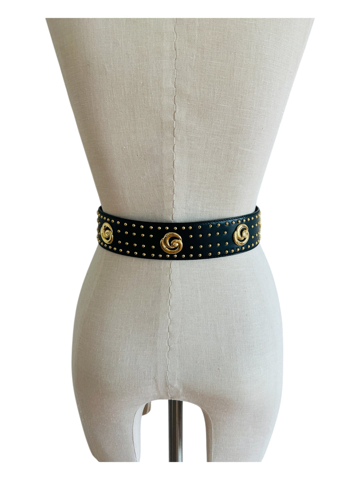 Statement Black Gold Leather Belt