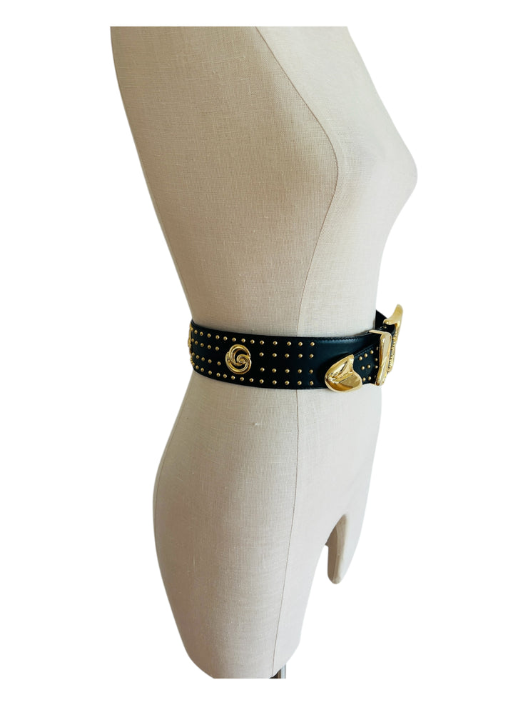 Statement Black Gold Leather Belt