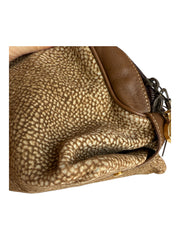 Brown Leather Trip Handbag Wood Top Handle