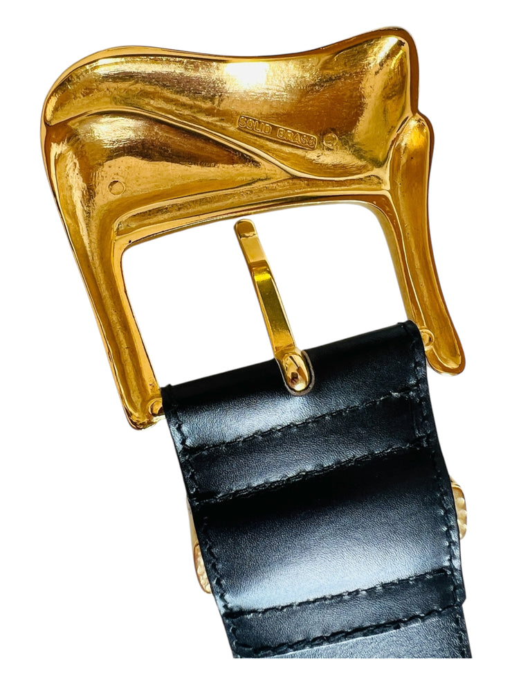 Statement Black Gold Leather Belt