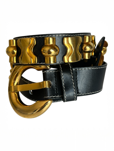 Statement Black Gold Armor Leather Belt