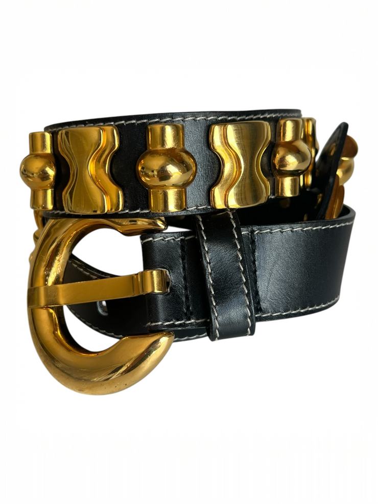 Statement Black Gold Armor Leather Belt