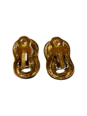 Tortoiseshell Print Gold Chain Link Clip Earrings
