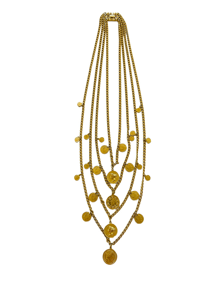 Multi Chain Coin Tiered Necklace