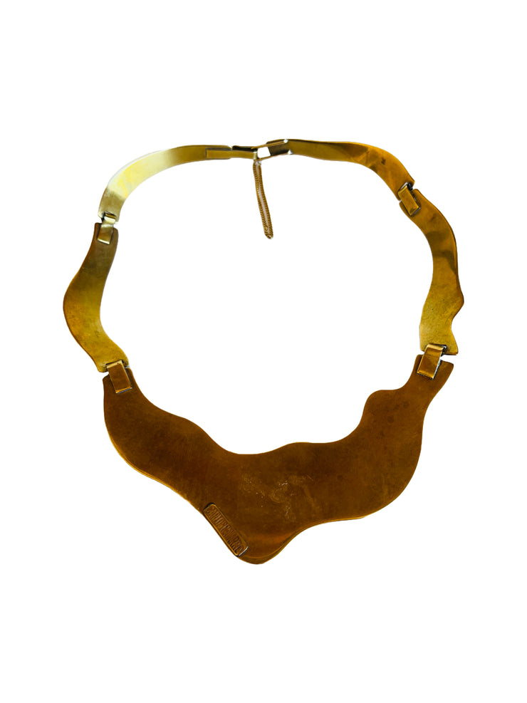 Gemstone Cabochon Gold Collar Necklace