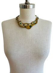 Gemstone Cabochon Gold Collar Necklace