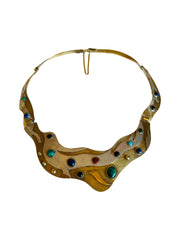 Gemstone Cabochon Gold Collar Necklace