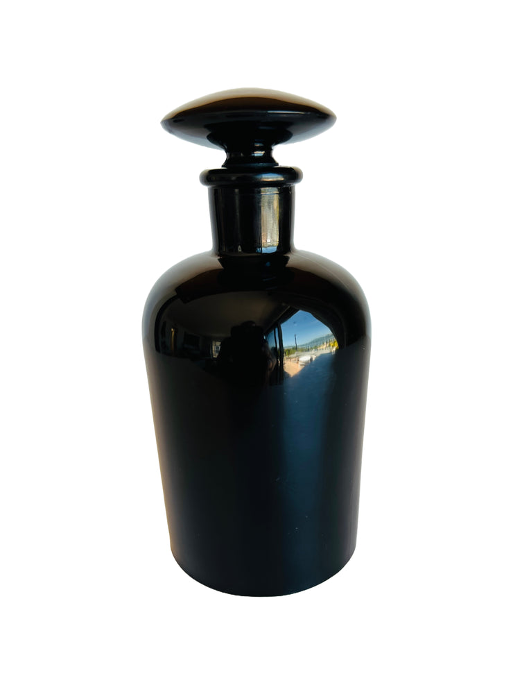 Mid Century Black Glass Perfume Bottle