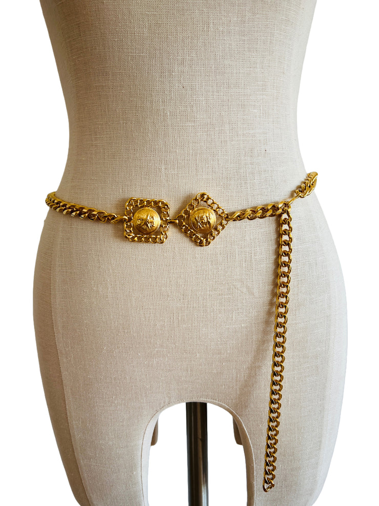Coin Medallion Curb Chain Necklace Belt