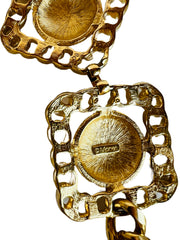 Coin Medallion Curb Chain Necklace Belt