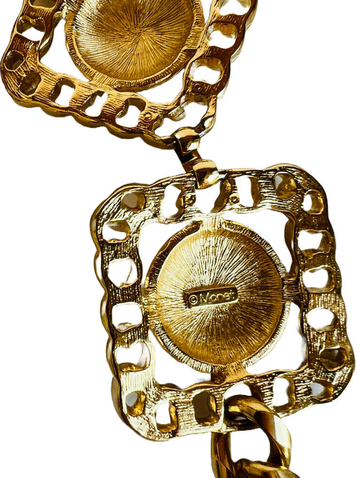 Coin Medallion Curb Chain Necklace Belt