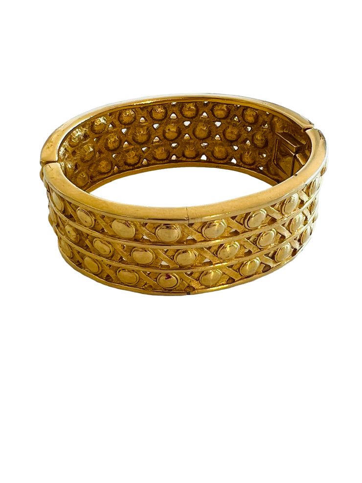 Rhinestone Gold Hinged Bracelet