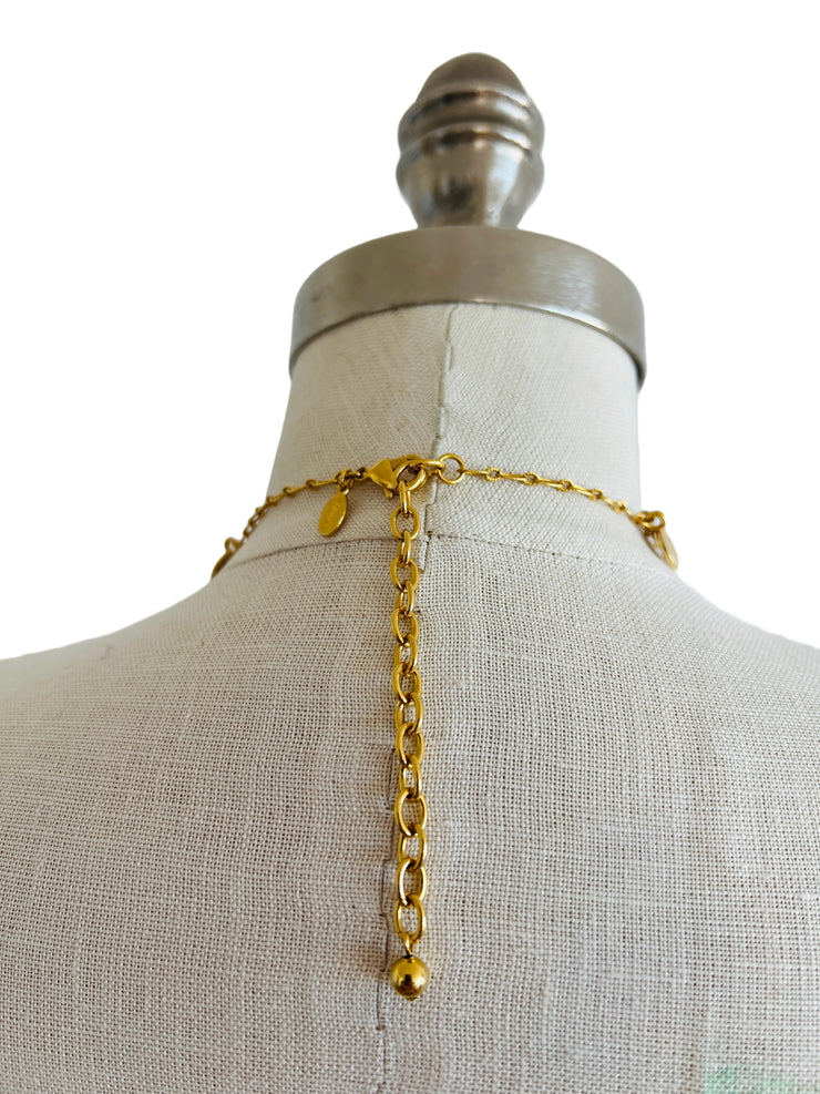 Extra Long Multi Chain Gold Coin Necklace