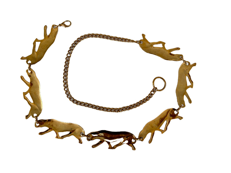 Gold Enamel Leopard Metal Chain Belt