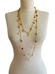 Extra Long Multi Chain Gold Coin Necklace