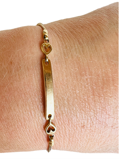 14k Gold Heart ID Bracelet