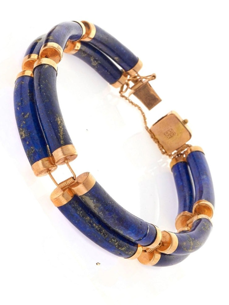 14k Gold Lapis Lazuli Good Fortune Bracelet