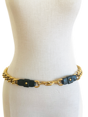 Marc Jacobs Heavy Gold Chain Black Leather Belt