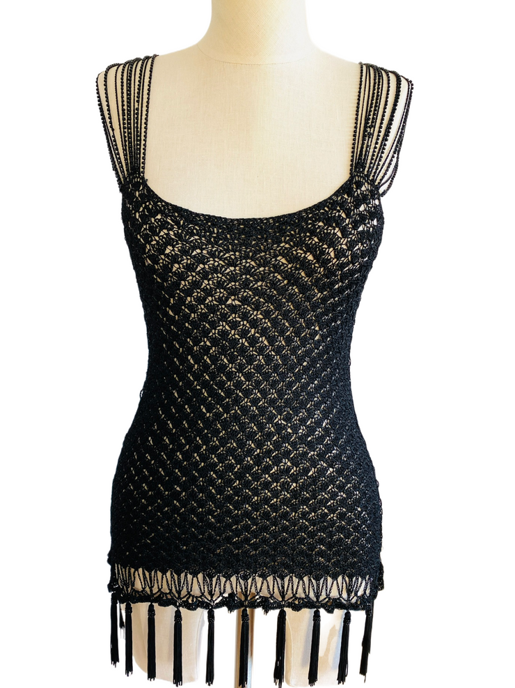 Knitted Black Flapper Top