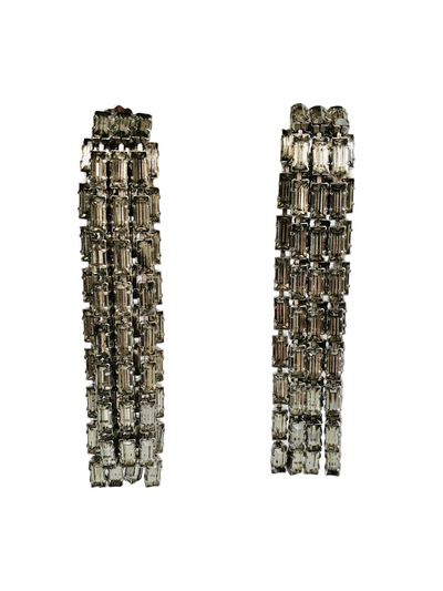 Long Rhinestone Tassel Earrings