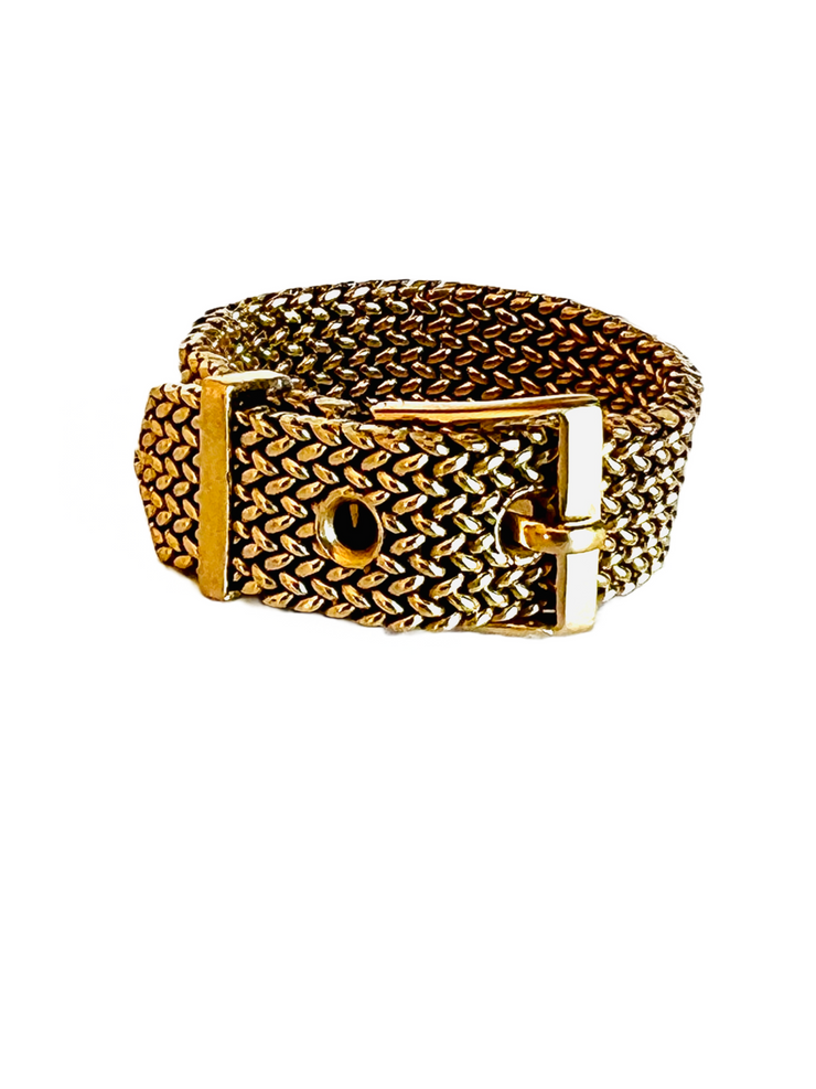 1940's Retro 18k Gold Mesh Buckle Ring