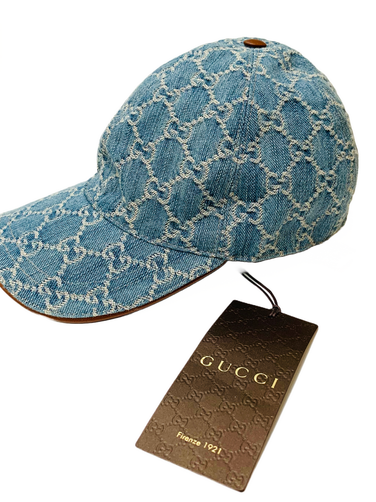 Gucci GG Logo Monogram Light Blue Hat