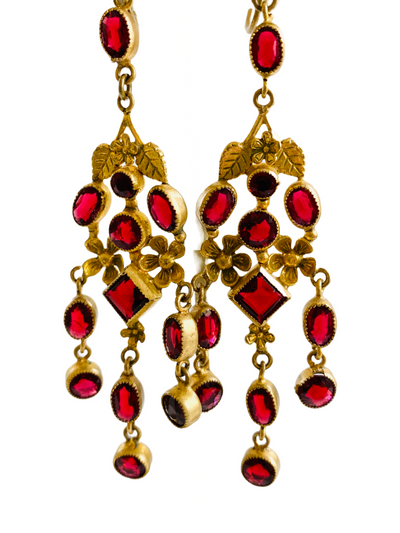 Czechoslovakian Red Screw Back Earrings