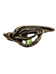 Erlin Modernist Peridot Sterling Silver Brooch