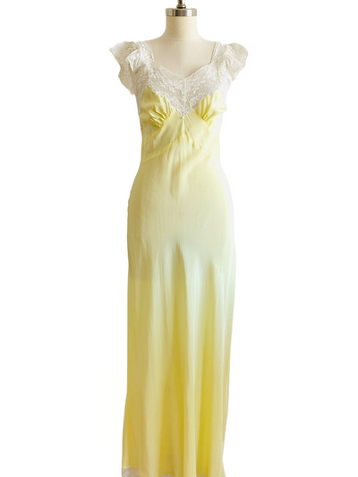 1940s Bias Cut Yellow Nightgown