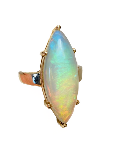 14K Marquise Cabochon Opal Cocktail Ring