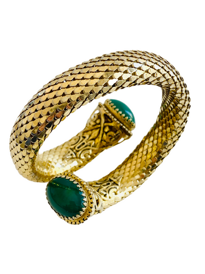 Snake Mesh Cabochon Gold Bracelet