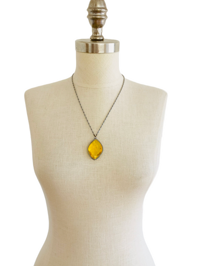 Czech Faceted Yellow Glass Jewel Necklace