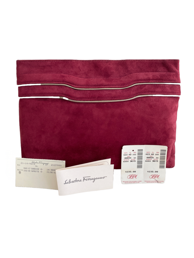 Bordeaux Red Suede Leather Handbag