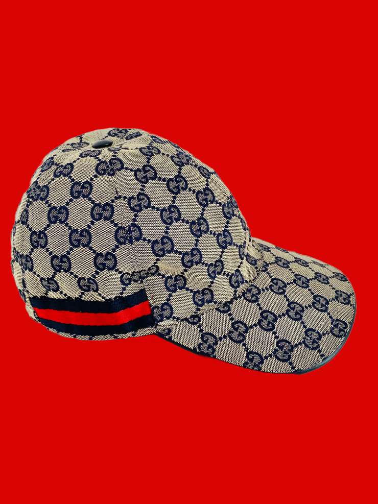 Gucci GG Logo Monogram Blue Hat