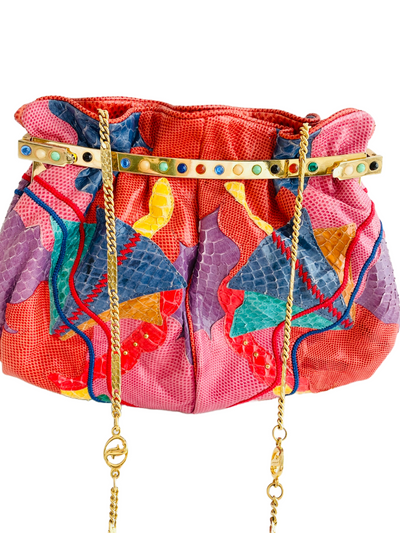 Carlo Fiori 1980s Snakeskin & Leather Handbag