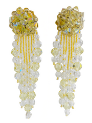 1980's Yellow Tassel Clip Earrings