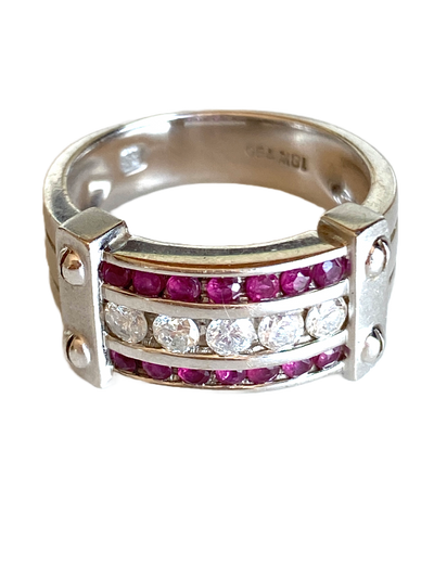 18k White Gold Ruby Diamond Ring
