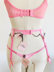 Pink Black Lace Lorna Set 32DD Sz 2