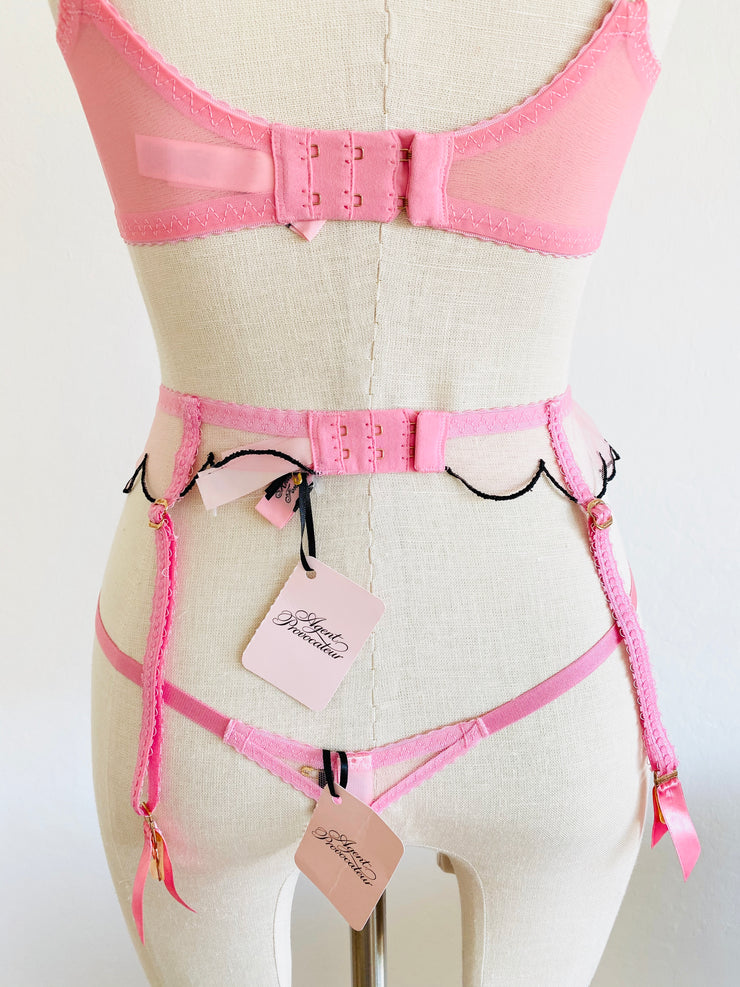 Pink Black Lace Lorna Set 32DD Sz 2