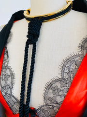 Agent Provocateur Xena Gold Black Silk Rope Choker