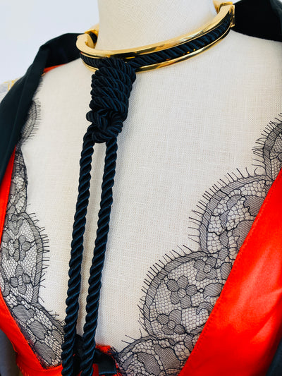 Agent Provocateur Xena Gold Black Silk Rope Choker